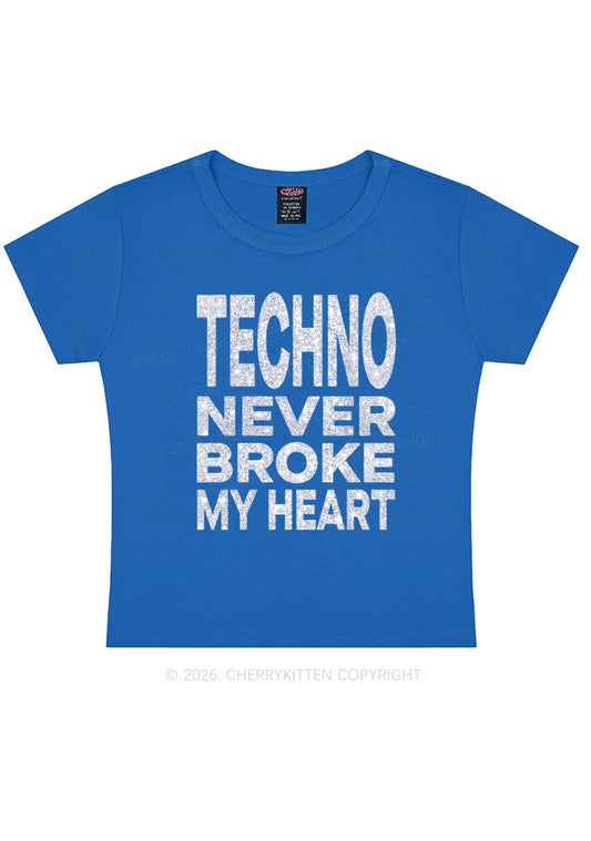 Glitter Techno Heart Y2K Baby Tee Cherrykitten