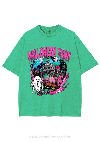Halloween Ghost Town Y2K Shirts Washed Tee Cherrykitten