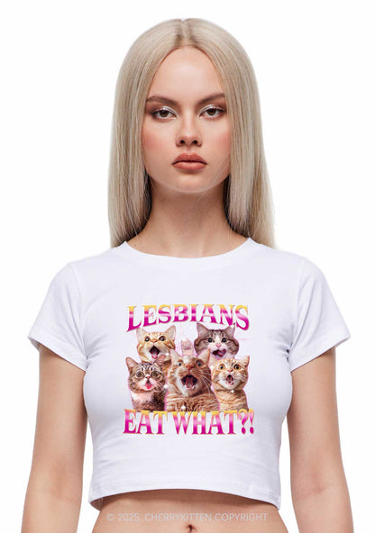 Funny Lesbian Cat Y2K Baby Tee Cherrykitten