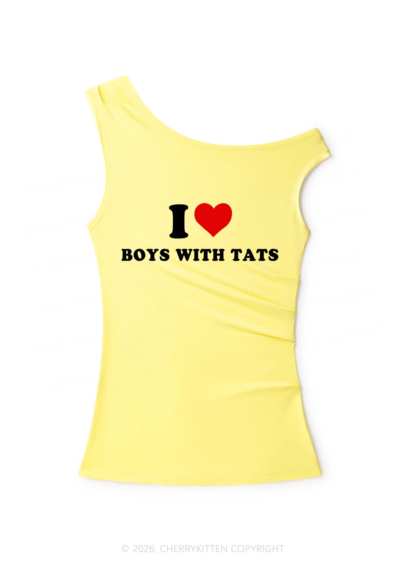I Love Boys With Tats Y2K Off Shoulder Tank Top Cherrykitten