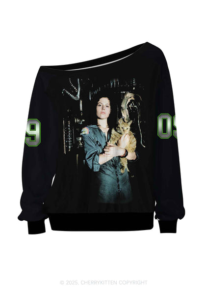 Custom Kitten And Girl Y2K Off Shoulder Long Sleeve Sport Jersey Shirts Cherrykitten