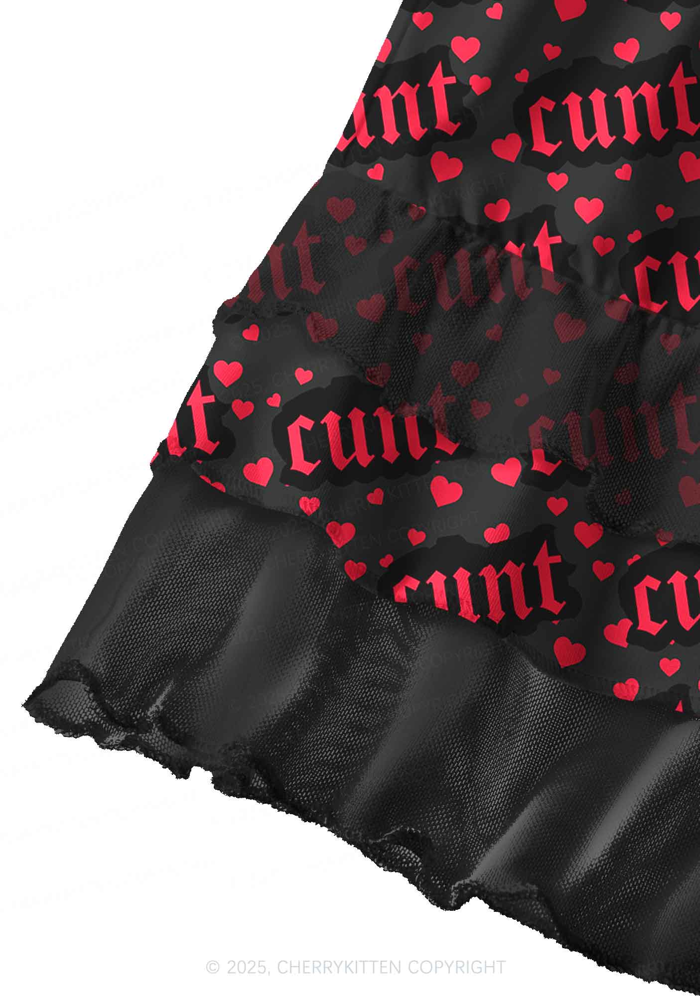Red Hearts Cxxt Valentine's Day Y2K Print Mini Layered Skirt Cherrykitten