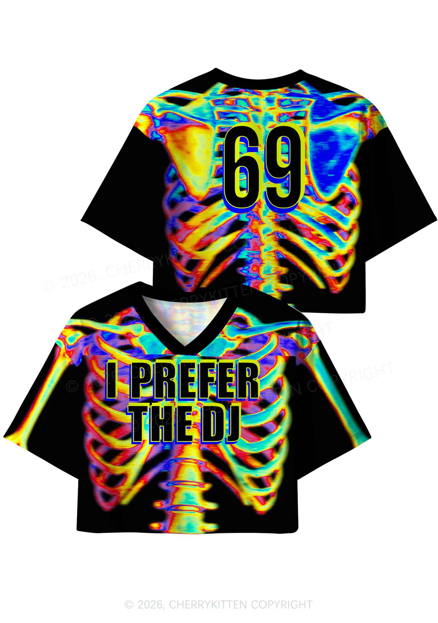 I Prefer The DJ Y2K Crop Sport Jersey Shirts Cherrykitten
