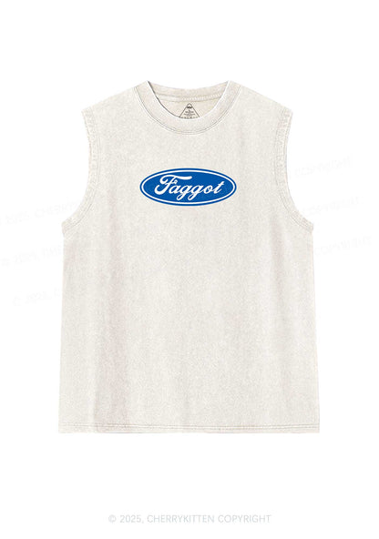 Faggot Pride Y2K Washed Muscle Tank Cherrykitten