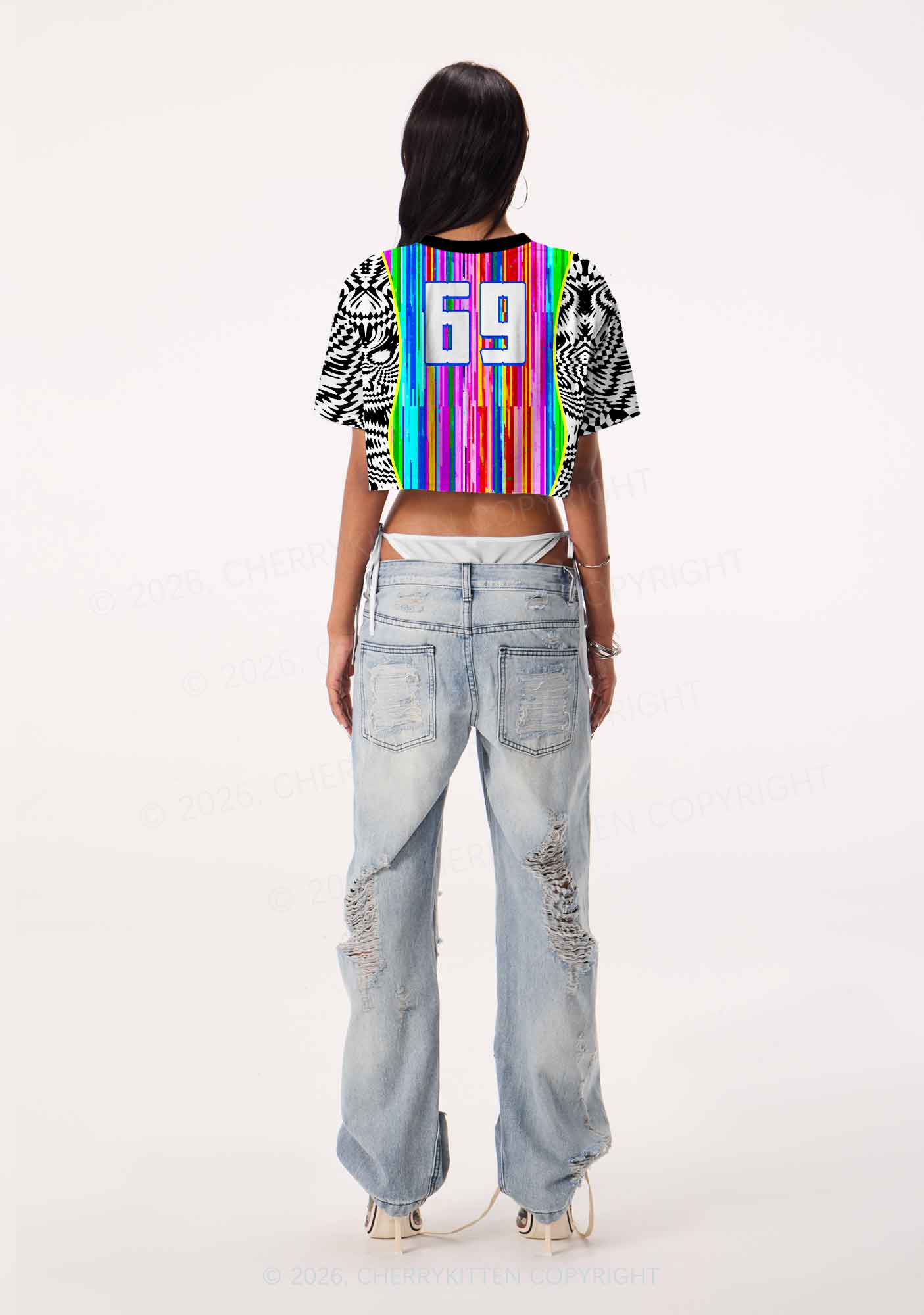 Hating Techno Y2K Crop Sport Jersey Shirts Cherrykitten
