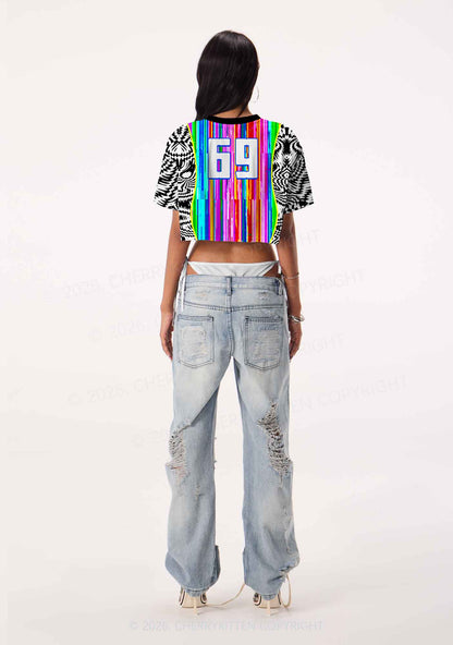 Hating Techno Y2K Crop Sport Jersey Shirts Cherrykitten