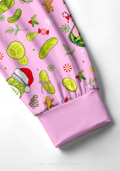 Christmas Santa Hat Pickle Y2K Print Long Sleeve Pajama Set Cherrykitten