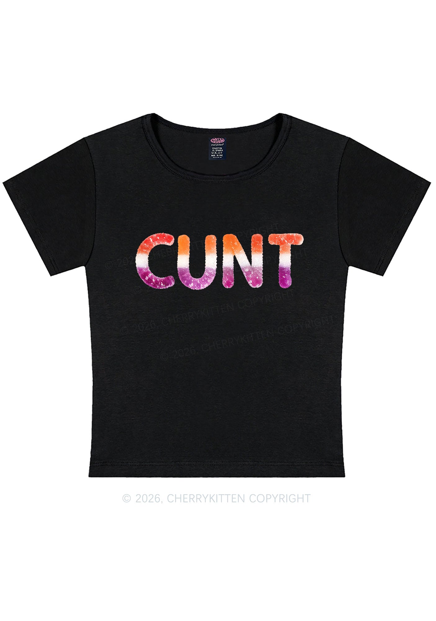 Lesbian Candy Cxxt Pride Y2K Baby Tee Cherrykitten