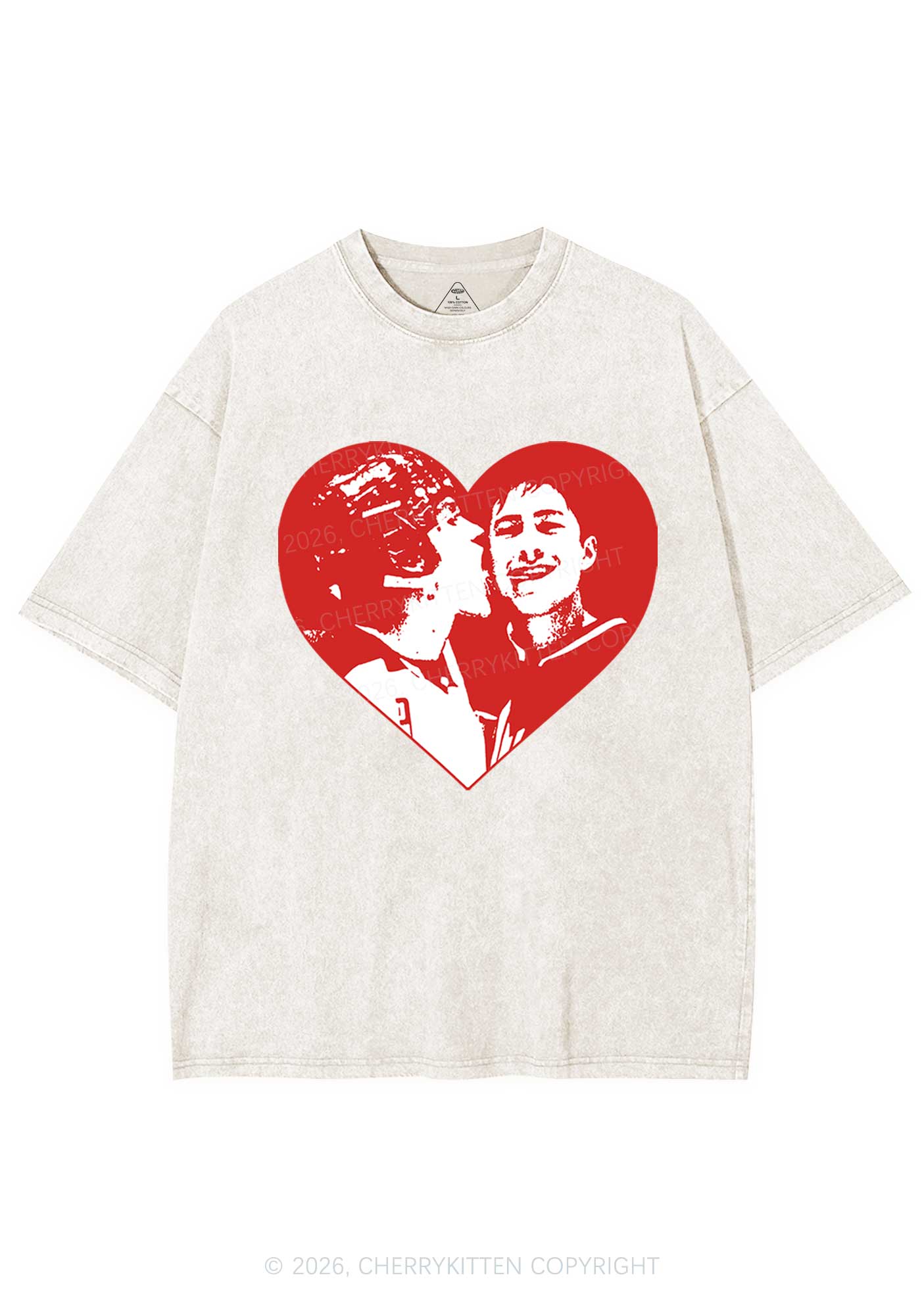 Red Heart Bros HR Y2K Shirts Washed Tee Cherrykitten