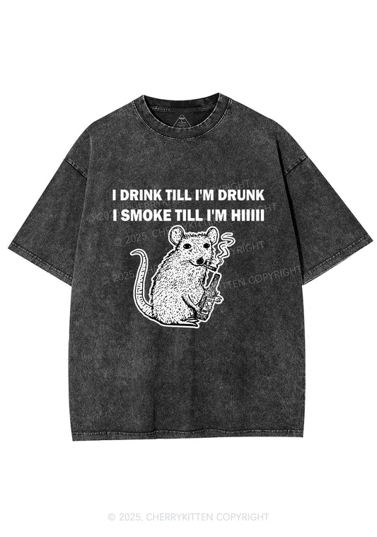Drunk And Smoke Ratz Y2K Shirts Washed Tee Cherrykitten