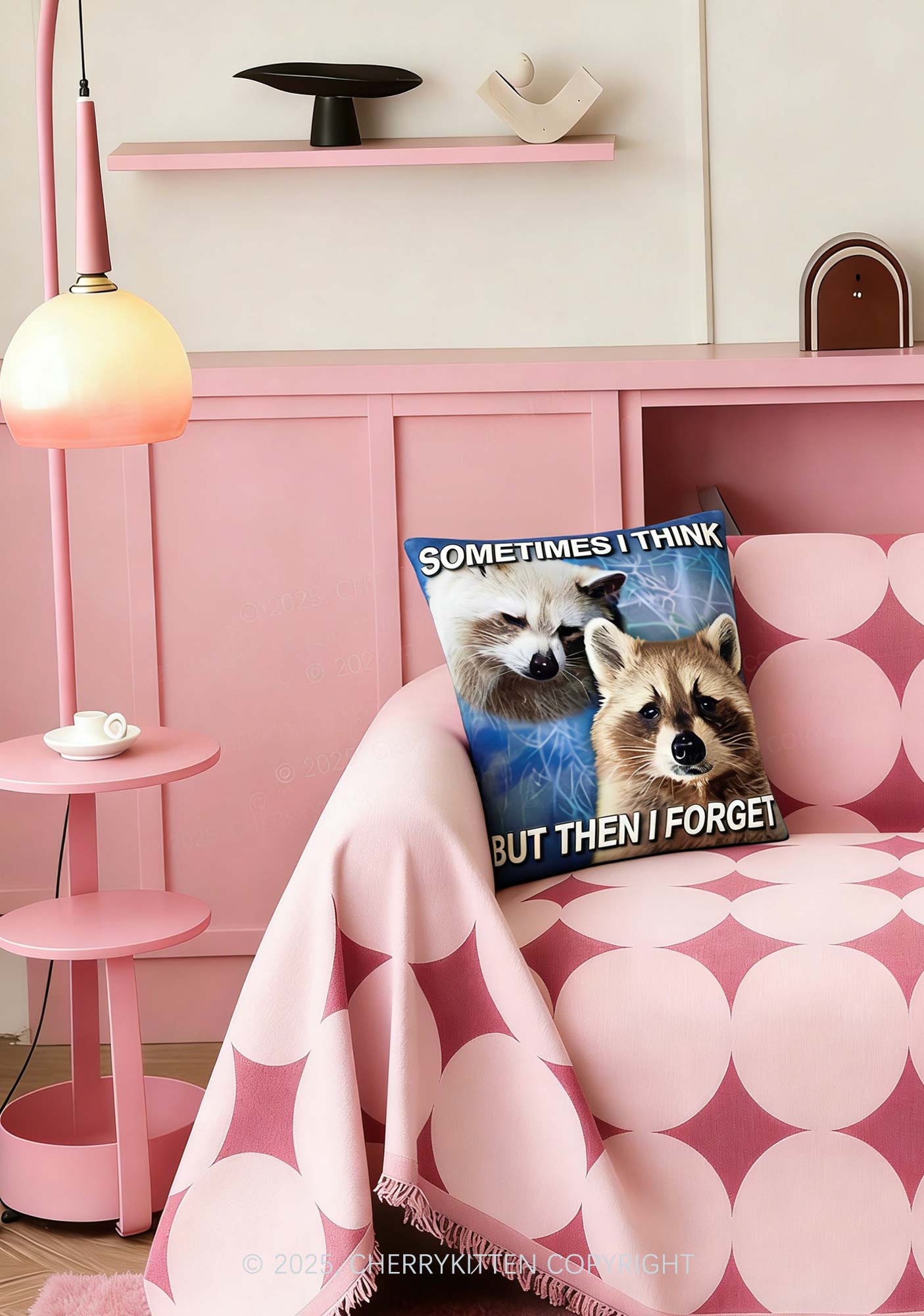 Raccoon Sometimes Think Y2K Ugly Pillow Cherrykitten
