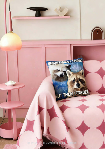 Raccoon Sometimes Think Y2K Ugly Pillow Cherrykitten