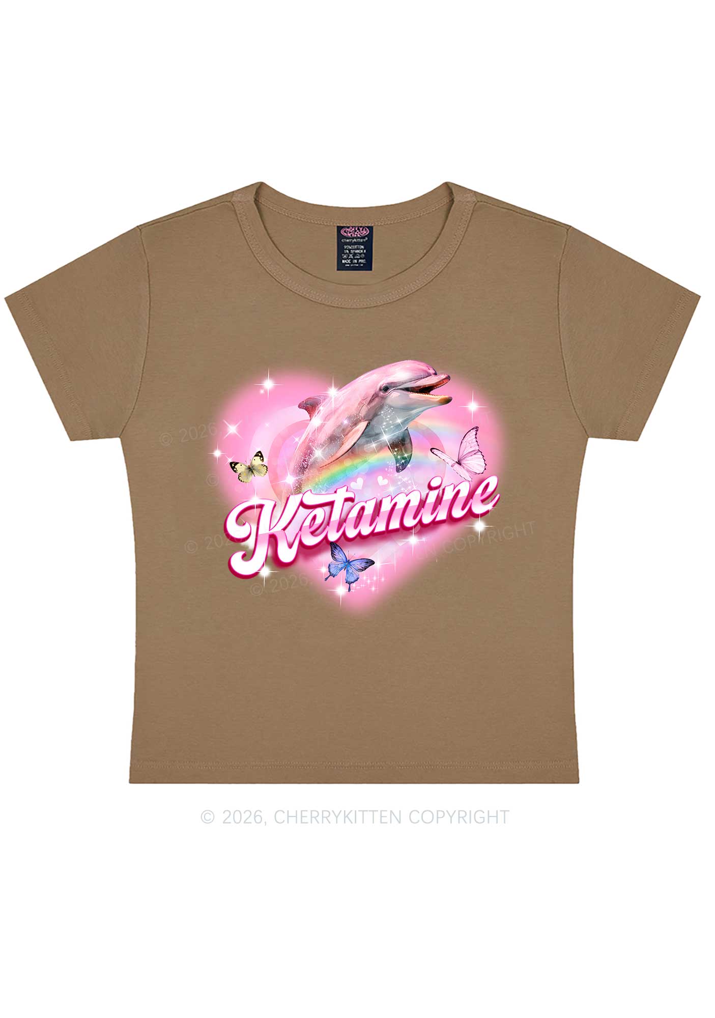 Pink K Dolphin Y2K Baby Tee Cherrykitten