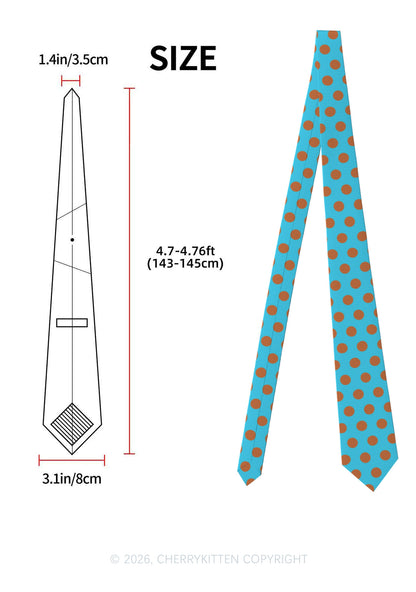 Brown Dots On Blue Y2K Necktie Cherrykitten