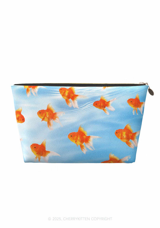 Goldfish Y2K Leather Makeup Bag Cherrykitten