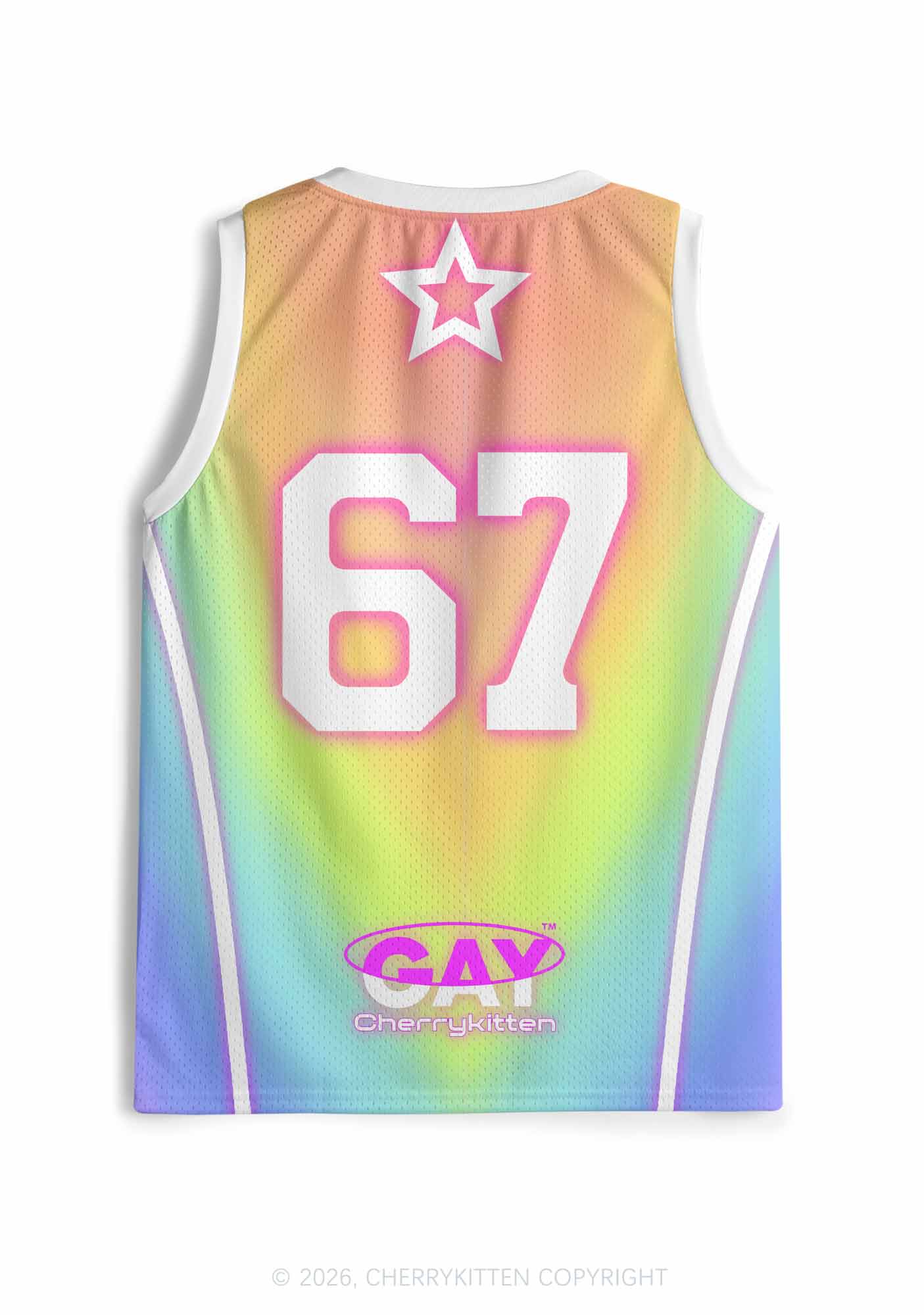Rainbow Gradient Gay Thoughts Pride Y2K Sport Jersey Tank Cherrykitten