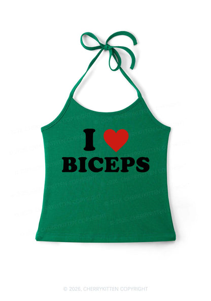 I Love Biceps Y2K Halter Neck Cami Cherrykitten