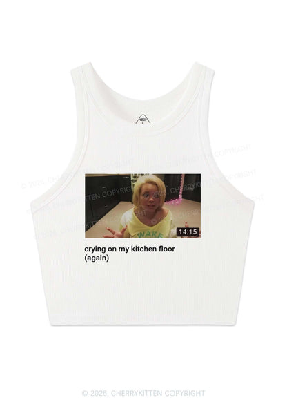 Crying On Kitchen Floor Y2K Crop Tank Top Cherrykitten