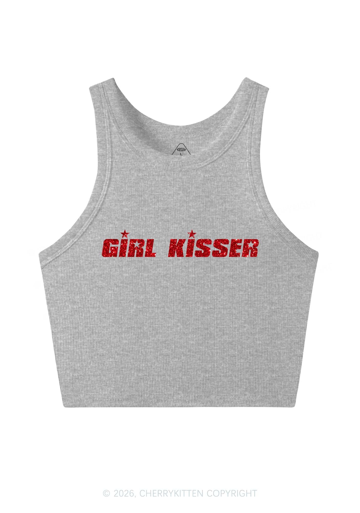 Glitter Girl Kisser Pride Y2K Crop Tank Top Cherrykitten