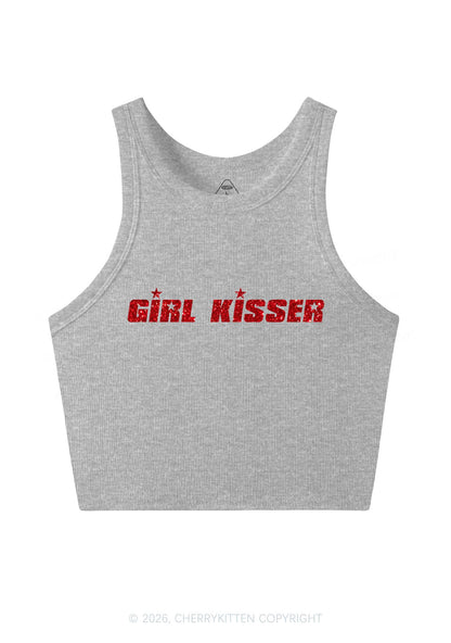 Glitter Girl Kisser Pride Y2K Crop Tank Top Cherrykitten