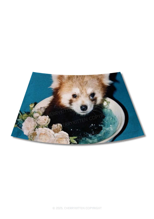 Red Panda In Bowl Y2K Print Mini Skirt Cherrykitten