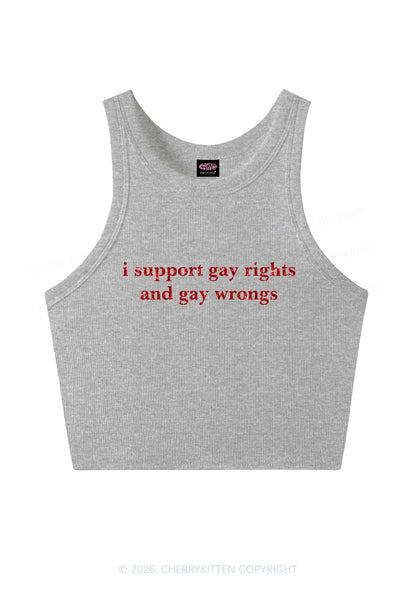 Glitter I Support Gay Rights Pride Y2K Crop Tank Top Cherrykitten