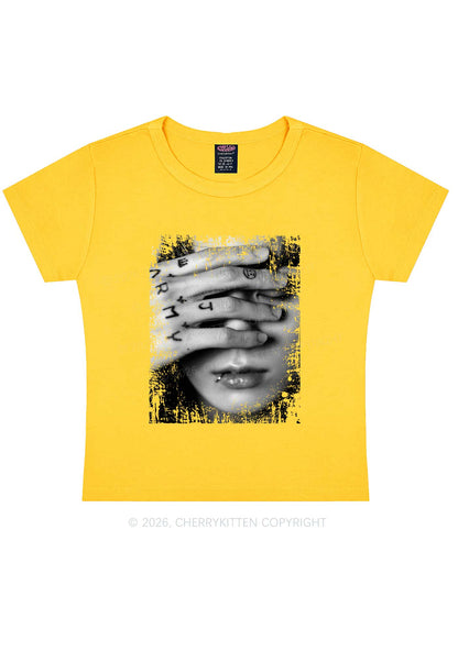 Tattoo Hand Portrait Kpop Y2K Baby Tee Cherrykitten