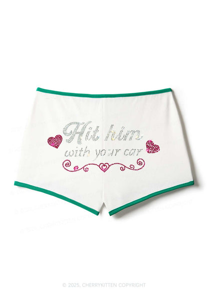 Rhinestone Hit Him Y2K Booty Shorts Cherrykitten