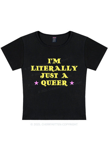 Just A Queer Pride Y2K Baby Tee Cherrykitten