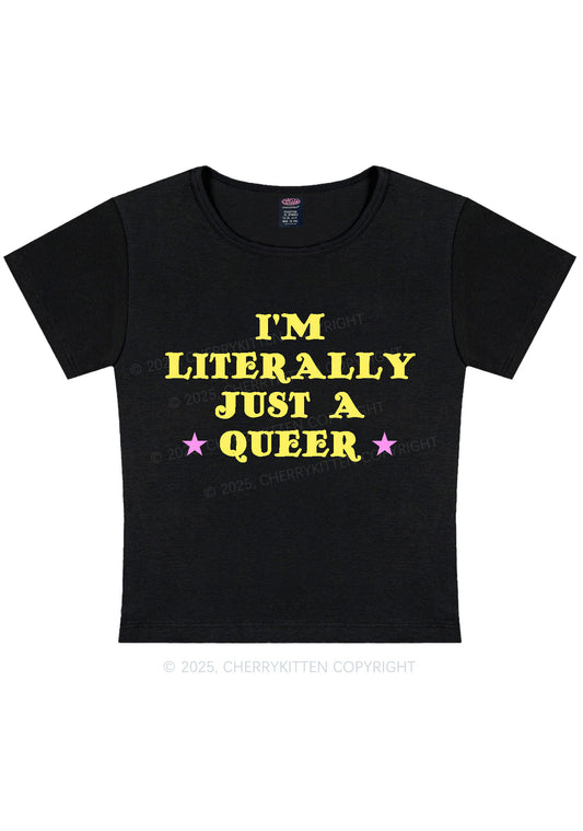Just A Queer Pride Y2K Baby Tee Cherrykitten