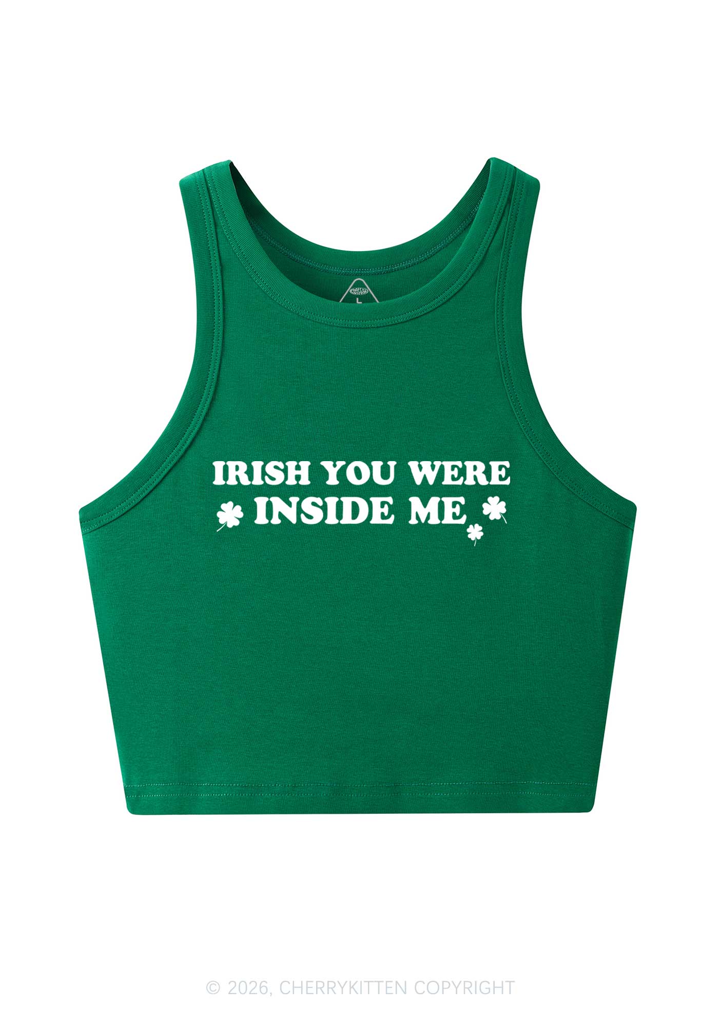 Irish You Were Inside Me St Patricks Y2K Crop Tank Top Cherrykitten