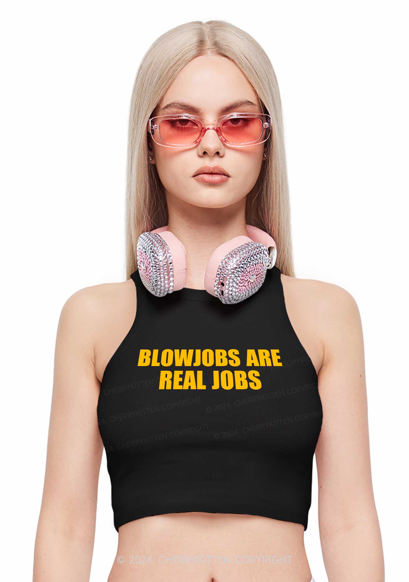 Blxwjobs Are Real Jobs Y2K Crop Tank Top Cherrykitten