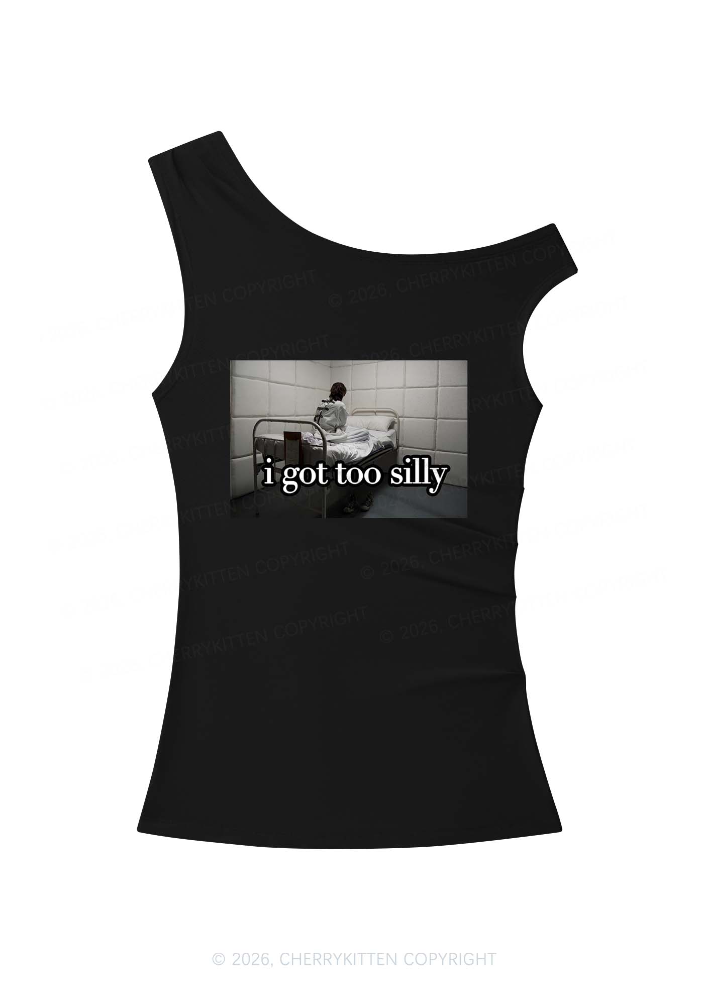 I Got Too Silly Y2K Off Shoulder Tank Top Cherrykitten