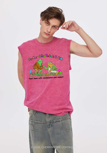 Treat Them With Compassion And Respect Y2K Washed Tank Cherrykitten