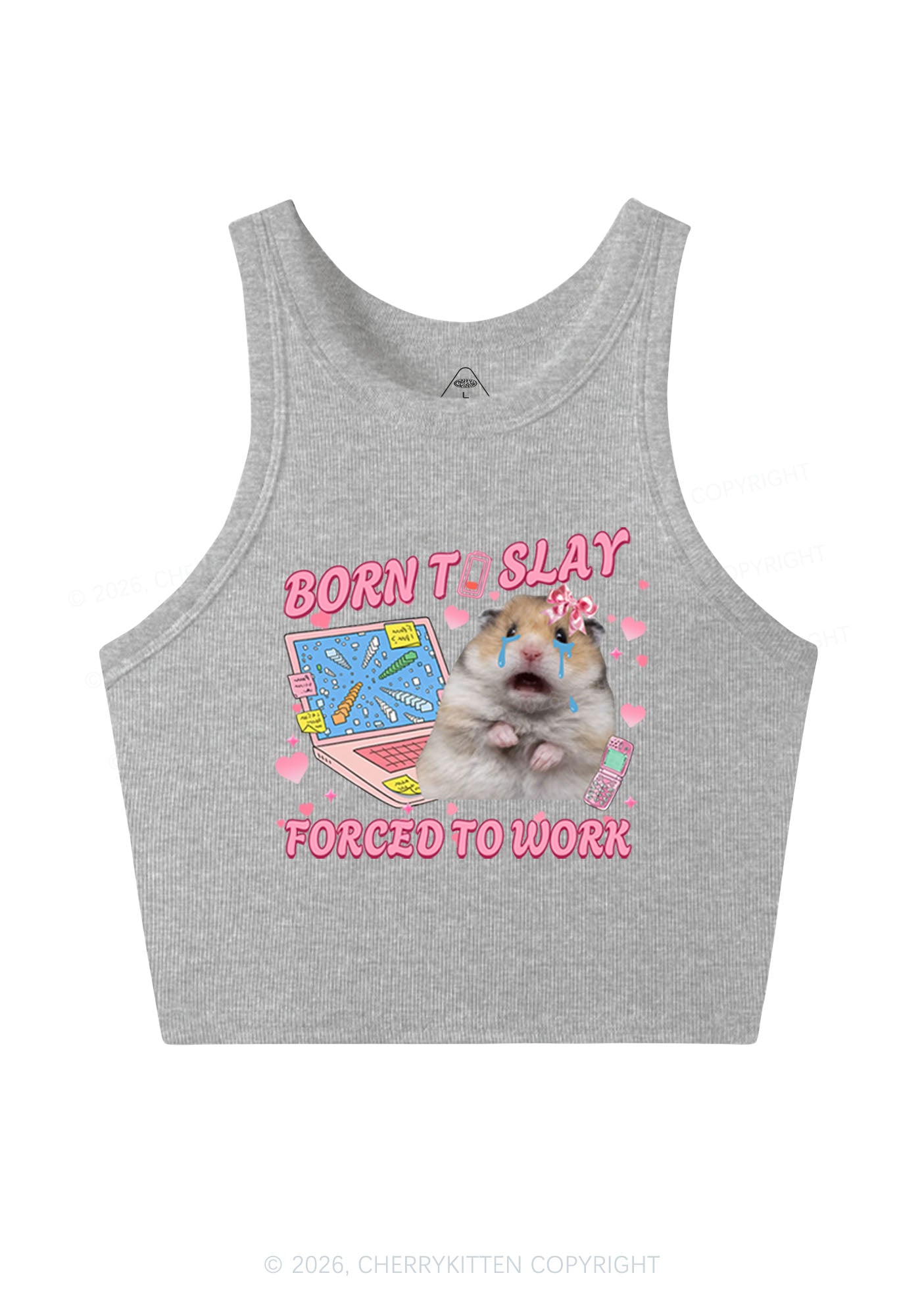 Custom Meme Born To Slay Y2K Crop Tank Top Cherrykitten