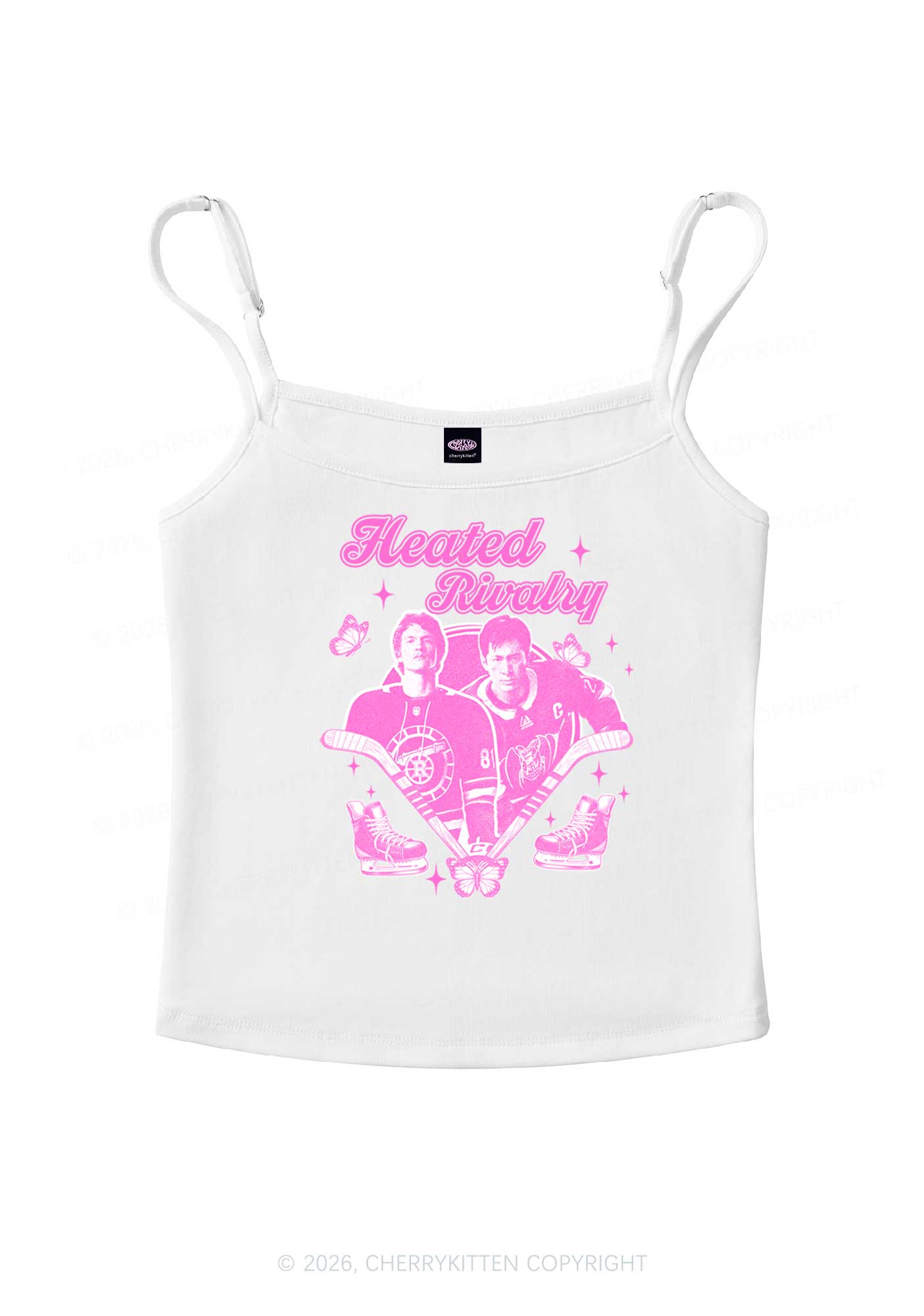 Retro Hockey Elements Y2K Spaghetti Strap Cami Cherrykitten