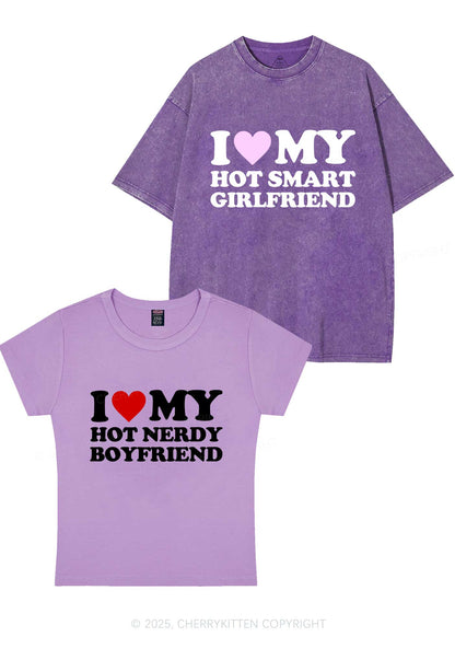 I Love My Hot Nerdy BF Y2K Valentine's Day Couple Shirt Cherrykitten