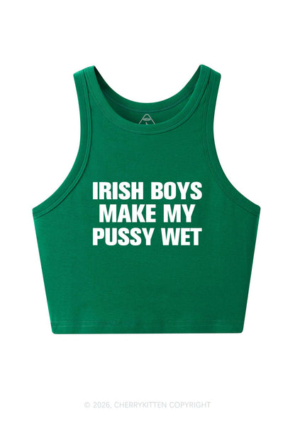 Irish Boys Make My Puxxy Wet St Patricks Y2K Crop Tank Top Cherrykitten
