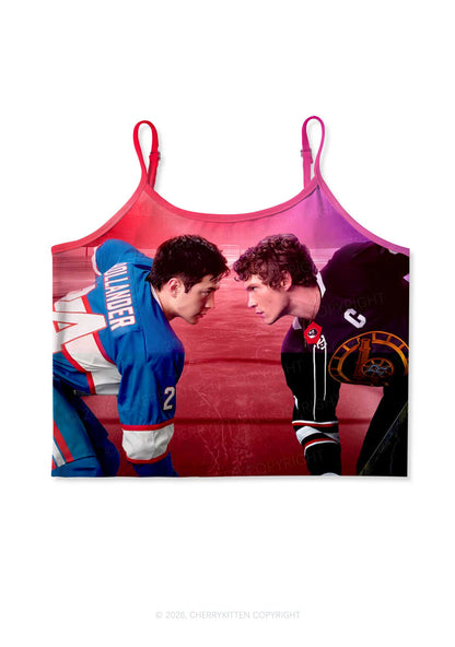 Hockey Duel HR Y2K Print Cami Crop Top Cherrykitten
