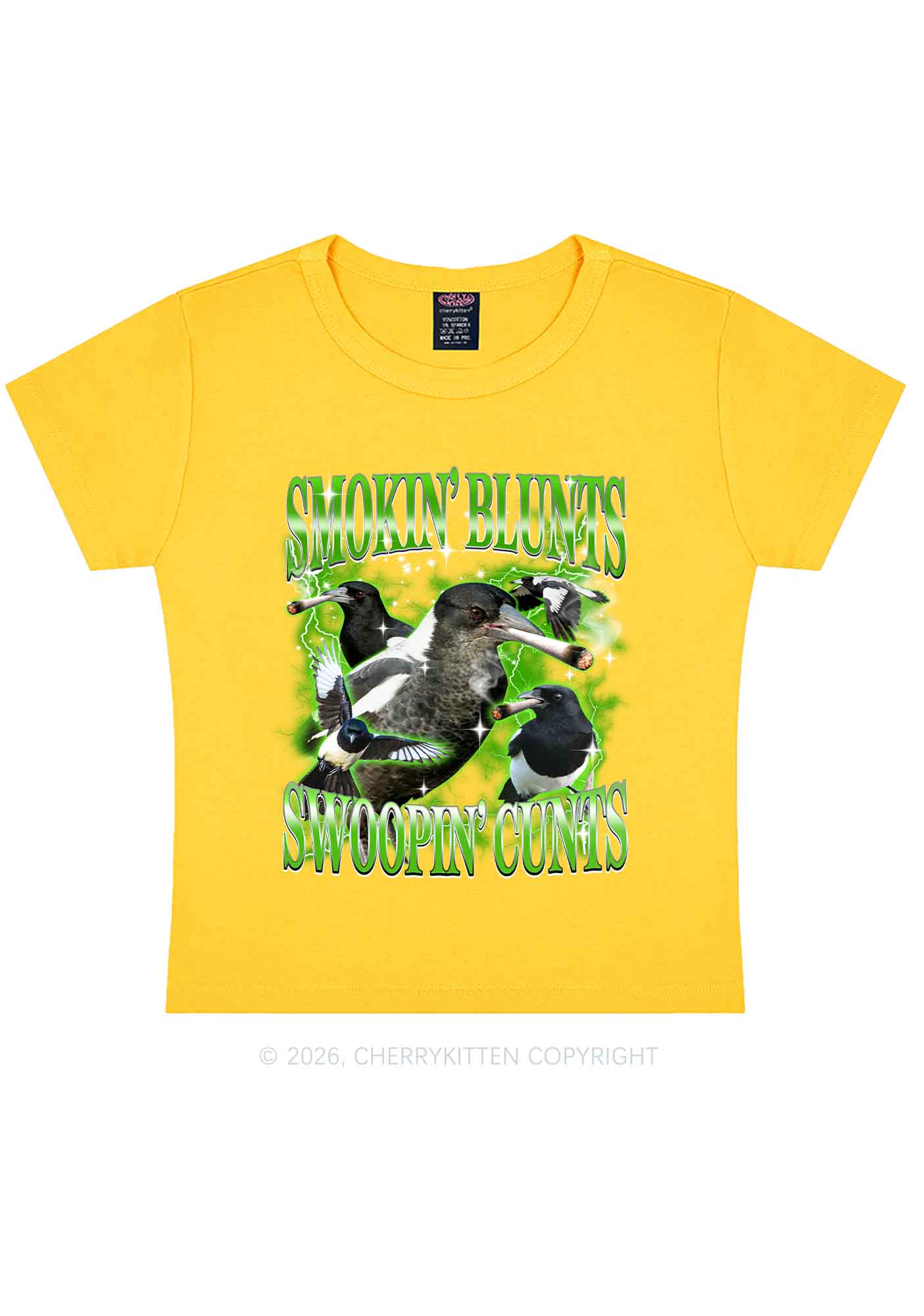 Smokin Blunts Swoopin Cxxts Y2K Baby Tee Cherrykitten