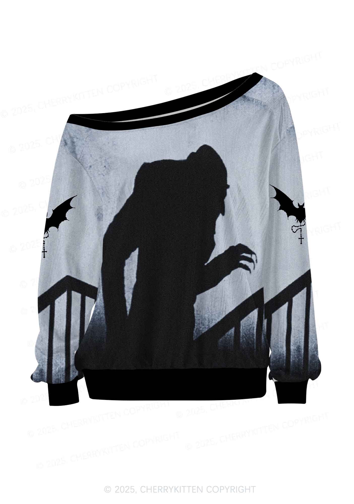 Halloween Custom Horror Shadow Y2K Off Shoulder Long Sleeve Sport Jersey Shirts Cherrykitten