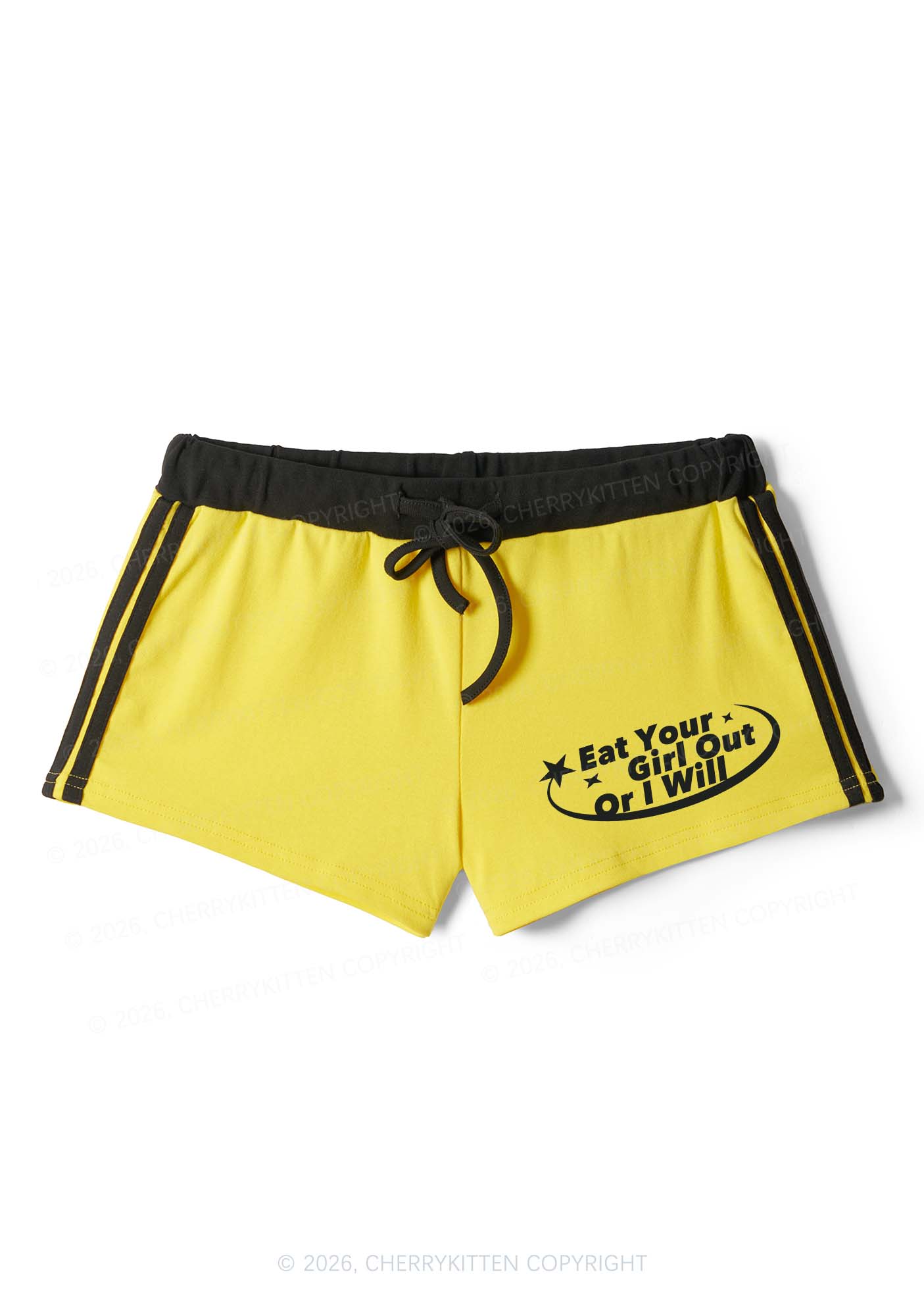 Eat Your Girl Out Pride Y2K Drawstring Mini Shorts Cherrykitten