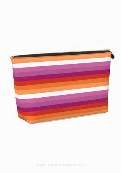 Lesbian Stripes Pride Y2K Makeup Bag Cherrykitten