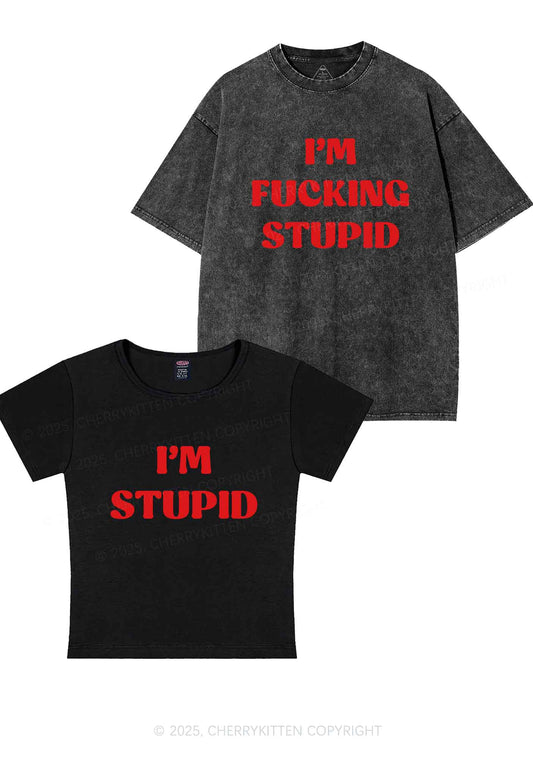 Im Fxxking Stupid Y2K Valentine's Day Couple Shirt Cherrykitten