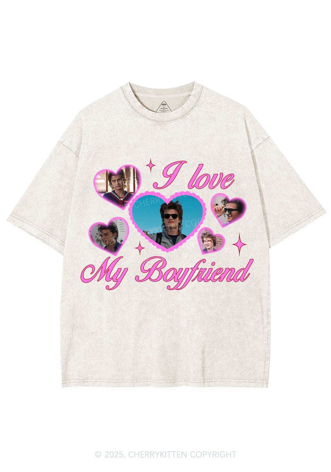 I Love My Boyfriend SH Y2K Shirts Washed Tee Cherrykitten