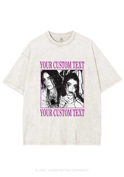 Custom Halloween Creepy Couple Y2K Shirts Washed Tee Cherrykitten