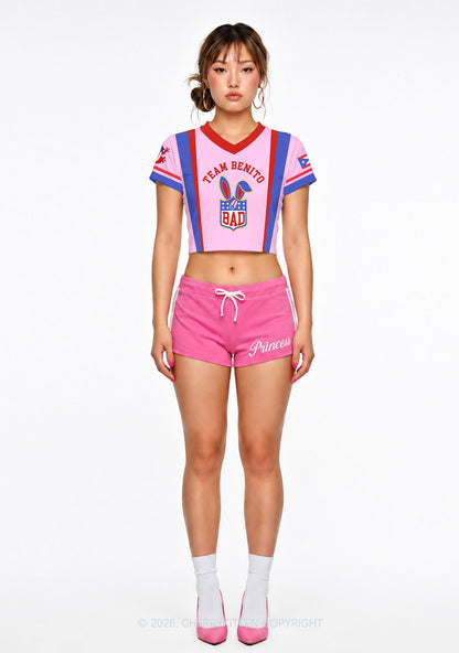 Pink Football Bunny Y2K Crop Football Jersey Shirts Cherrykitten
