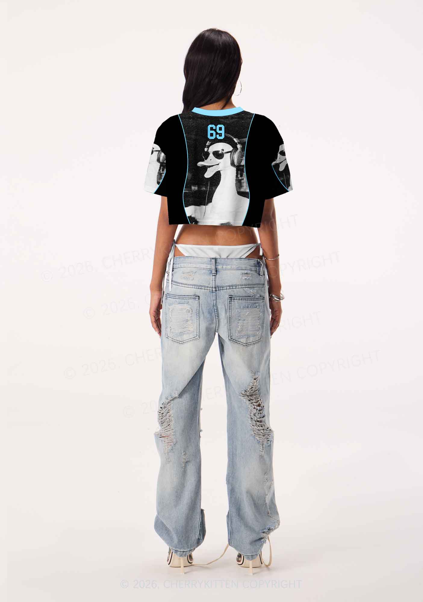 DJ Duck Y2K Crop Sport Jersey Shirts Cherrykitten