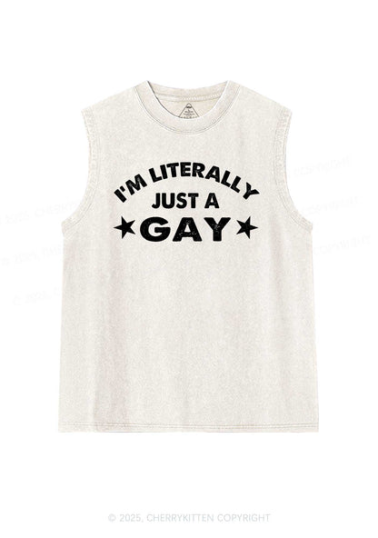 Literally Just A Gay Pride Y2K Washed Muscle Tank Cherrykitten