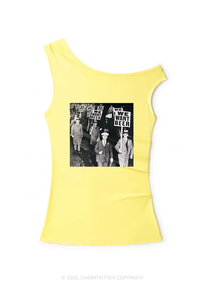 We Want Beer Y2K Off Shoulder Tank Top Cherrykitten